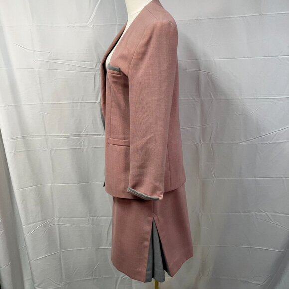 Mark Kay Vintage Skirt Suit Set Pink Grey Womens 6/8 Barbiecore Retro 70's 80's - Picture 9 of 16
